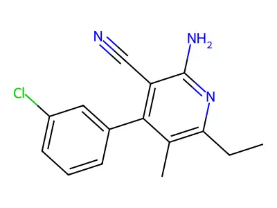 2-Amino-4-(3-chlorophenyl)-6-ethyl-5-methylpyridine-3-carbonitrile structure