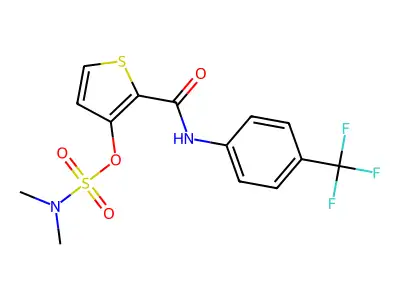 [2-[[4-(trifluoromethyl)phenyl]carbamoyl]thiophen-3-yl] N,N-dimethylsulfamate structure
