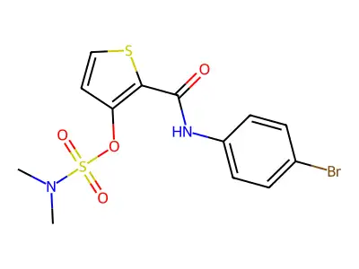 2-[(4-bromoanilino)carbonyl]-3-thienyl-N,N-dimethylsulfamate structure