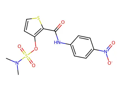 [2-[(4-nitrophenyl)carbamoyl]thiophen-3-yl] N,N-dimethylsulfamate structure