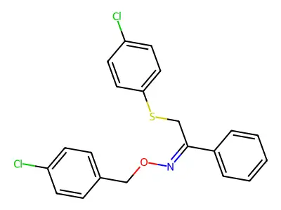 N-[(4-chlorophenyl)methoxy]-2-(4-chlorophenyl)sulfanyl-1-phenylethanimine structure