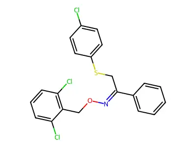 2-(4-chlorophenyl)sulfanyl-N-[(2,6-dichlorophenyl)methoxy]-1-phenylethanimine structure