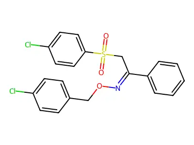 N-[(4-chlorophenyl)methoxy]-2-(4-chlorophenyl)sulfonyl-1-phenylethanimine structure