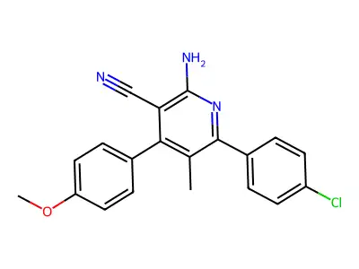2-Amino-6-(4-chlorophenyl)-4-(4-methoxyphenyl)-5-methylnicotinonitrile structure
