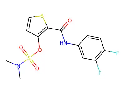 2-[(3,4-difluoroanilino)carbonyl]-3-thienyl-N,N-dimethylsulfamate structure