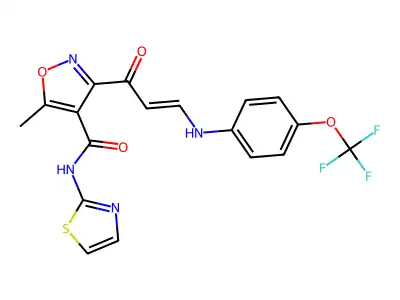 5-METHYL-N-(1,3-THIAZOL-2-YL)-3-(3-{[4-(TRIFLUOROMETHOXY)PHENYL]AMINO}PROP-2-ENOYL)-1,2-OXAZOLE-4-CARBOXAMIDE structure