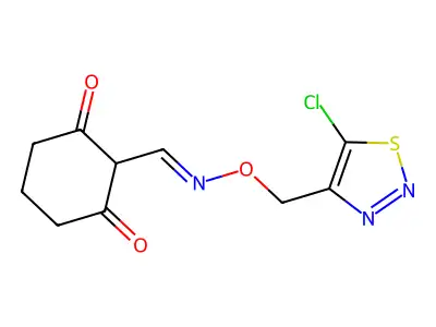 2-[(5-Chlorothiadiazol-4-yl)methoxyiminomethyl]cyclohexane-1,3-dione structure