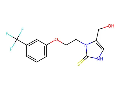 (2-sulfanyl-1-{2-[3-(trifluoromethyl)phenoxy]ethyl}-1H-imidazol-5-yl)methanol structure