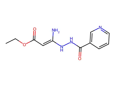 Ethyl 3-amino-3-[(pyridin-3-yl)formohydrazido]prop-2-enoate structure