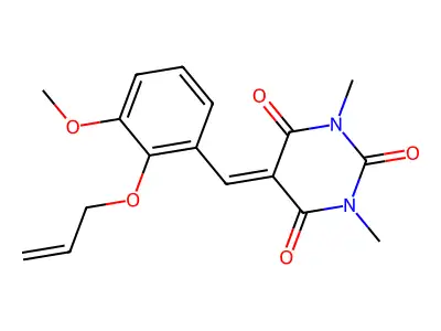 5-{[2-(allyloxy)-3-methoxyphenyl]methylene}-1,3-dimethyl-2,4,6(1H,3H,5H)-pyrimidinetrione structure