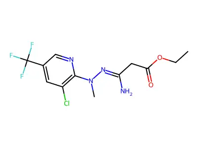 ethyl 3-{2-[3-chloro-5-(trifluoromethyl)-2-pyridinyl]-2-methylhydrazino}-3-iminopropanoate structure