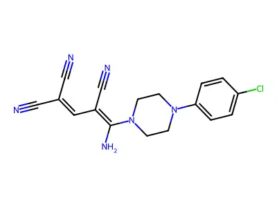 4-Amino-4-[4-(4-chlorophenyl)piperazin-1-yl]buta-1,3-diene-1,1,3-tricarbonitrile structure