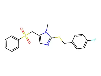 {2-[(4-fluorobenzyl)sulfanyl]-1-methyl-1H-imidazol-5-yl}methyl phenyl sulfone structure