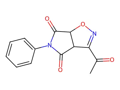 3-acetyl-5-phenyl-3aH-pyrrolo[3,4-d]isoxazole-4,6(5H,6aH)-dione structure
