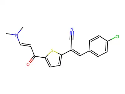 3-(4-chlorophenyl)-2-[5-(3-dimethylaminoprop-2-enoyl)thiophen-2-yl]prop-2-enenitrile structure