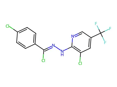 4-chloro-N-[3-chloro-5-(trifluoromethyl)-2-pyridinyl]benzenecarbohydrazonoyl chloride structure