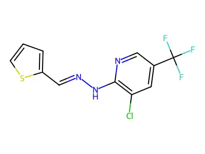 3-chloro-N-(thiophen-2-ylmethylideneamino)-5-(trifluoromethyl)pyridin-2-amine structure