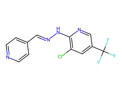 3-chloro-N-(pyridin-4-ylmethylideneamino)-5-(trifluoromethyl)pyridin-2-amine structure
