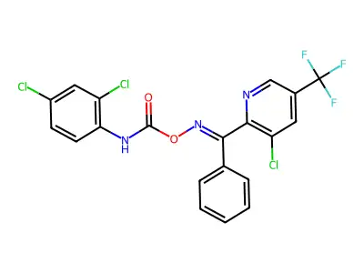[[[3-chloro-5-(trifluoromethyl)pyridin-2-yl]-phenylmethylidene]amino] N-(2,4-dichlorophenyl)carbamate structure