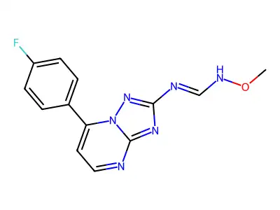 N'-[7-(4-fluorophenyl)-[1,2,4]triazolo[1,5-a]pyrimidin-2-yl]-N-methoxymethanimidamide structure