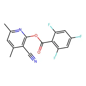 3-Cyano-4,6-dimethyl-2-pyridinyl 2,4,6-trifluorobenzenecarboxylate structure