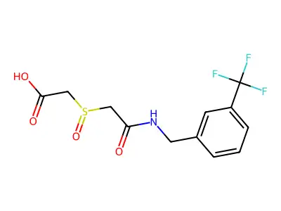 2-[(2-Oxo-2-{[3-(trifluoromethyl)benzyl]amino}ethyl)sulfinyl]acetic acid structure