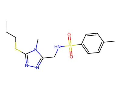 4-methyl-N-{[4-methyl-5-(propylsulfanyl)-4H-1,2,4-triazol-3-yl]methyl}benzenesulfonamide structure