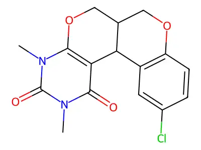 11-chloro-2,4-dimethyl-4,6a,7,12b-tetrahydro-1H,6H-chromeno[4',3':4,5]pyrano[2,3-d]pyrimidine-1,3(2H)-dione structure