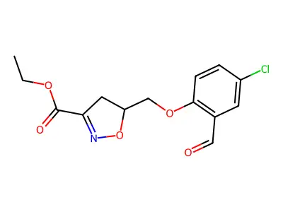 Ethyl 5-[(4-chloro-2-formylphenoxy)methyl]-4,5-dihydro-1,2-oxazole-3-carboxylate structure