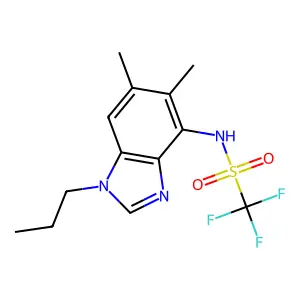 N-(5,6-dimethyl-1-propyl-1H-1,3-benzimidazol-4-yl)(trifluoro)methanesulfonamide structure