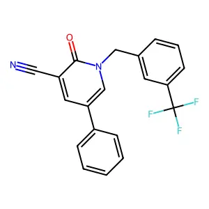2-Oxo-5-phenyl-1-[3-(trifluoromethyl)benzyl]-1,2-dihydro-3-pyridinecarbonitrile structure