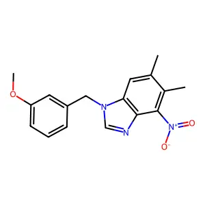 1-(3-methoxybenzyl)-5,6-dimethyl-4-nitro-1H-1,3-benzimidazole structure