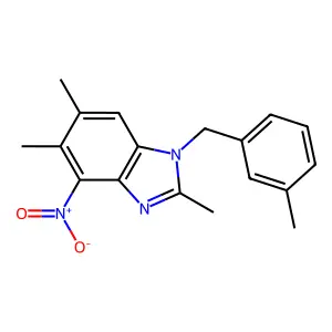 2,5,6-trimethyl-1-(3-methylbenzyl)-4-nitro-1H-1,3-benzimidazole structure