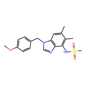 N-[1-(4-methoxybenzyl)-5,6-dimethyl-1H-1,3-benzimidazol-4-yl]methanesulfonamide structure