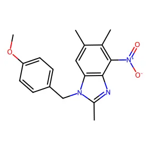 1-(4-methoxybenzyl)-2,5,6-trimethyl-4-nitro-1H-1,3-benzimidazole structure