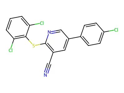 5-(4-Chlorophenyl)-2-[(2,6-dichlorophenyl)sulfanyl]nicotinonitrile structure