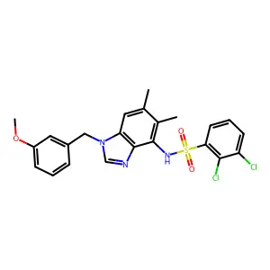 2,3-dichloro-N-[1-(3-methoxybenzyl)-5,6-dimethyl-1H-1,3-benzimidazol-4-yl]benzenesulfonamide structure