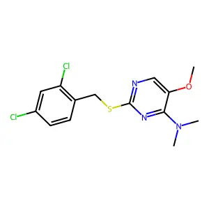 2-[(2,4-dichlorobenzyl)sulfanyl]-5-methoxy-N,N-dimethyl-4-pyrimidinamine structure