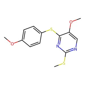 5-Methoxy-4-[(4-methoxyphenyl)sulfanyl]-2-(methylsulfanyl)pyrimidine structure