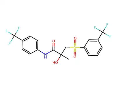 2-hydroxy-2-methyl-N-[4-(trifluoromethyl)phenyl]-3-{[3-(trifluoromethyl)phenyl]sulfonyl}propanamide structure