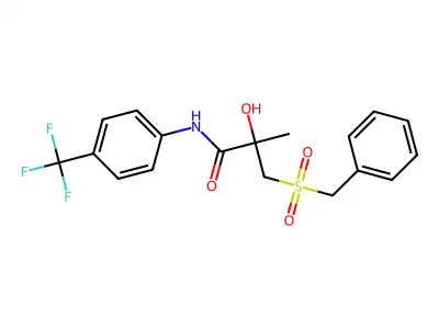 3-(benzylsulfonyl)-2-hydroxy-2-methyl-N-[4-(trifluoromethyl)phenyl]propanamide structure