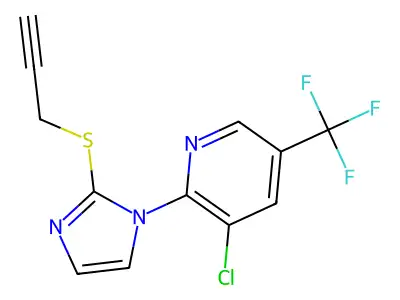 3-chloro-2-[2-(2-propynylsulfanyl)-1H-imidazol-1-yl]-5-(trifluoromethyl)pyridine structure