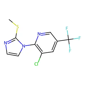 3-chloro-2-[2-(methylsulfanyl)-1H-imidazol-1-yl]-5-(trifluoromethyl)pyridine structure