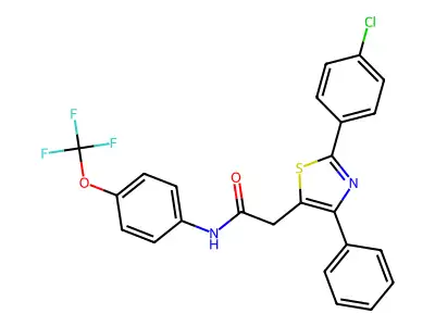 2-[2-(4-chlorophenyl)-4-phenyl-1,3-thiazol-5-yl]-N-[4-(trifluoromethoxy)phenyl]acetamide structure