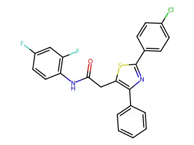 2-[2-(4-chlorophenyl)-4-phenyl-1,3-thiazol-5-yl]-N-(2,4-difluorophenyl)acetamide structure
