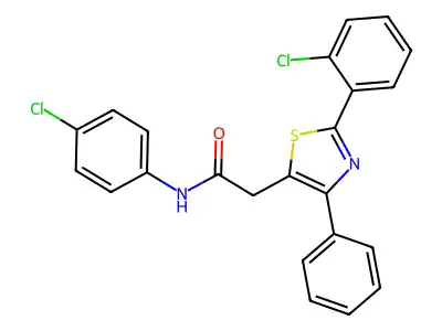 N-(4-chlorophenyl)-2-[2-(2-chlorophenyl)-4-phenyl-1,3-thiazol-5-yl]acetamide structure