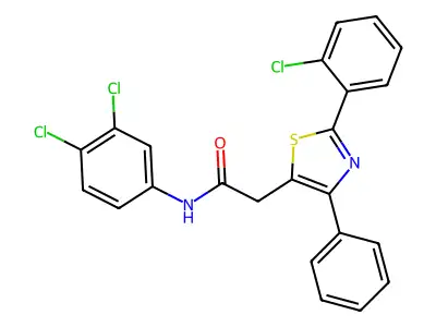 2-[2-(2-chlorophenyl)-4-phenyl-1,3-thiazol-5-yl]-N-(3,4-dichlorophenyl)acetamide structure