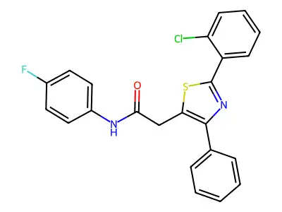 2-[2-(2-chlorophenyl)-4-phenyl-1,3-thiazol-5-yl]-N-(4-fluorophenyl)acetamide structure