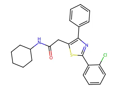 2-[2-(2-chlorophenyl)-4-phenyl-1,3-thiazol-5-yl]-N-cyclohexylacetamide structure