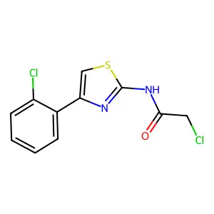 2-chloro-N-[4-(2-chlorophenyl)-1,3-thiazol-2-yl]acetamide structure